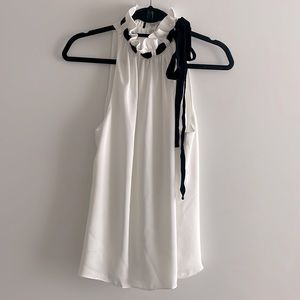 NWT Ramy Brook White Black Addie High Neck Tank